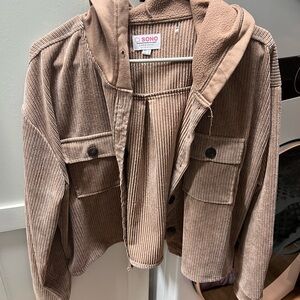 Ci Sono Brown Corduroy Jacket with Hood